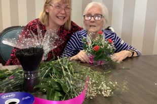 Flower arranging at Meadows Park Care Home