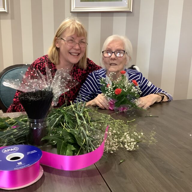 Flower arranging at Meadows Park Care Home