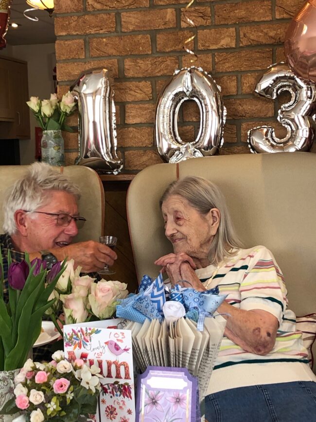 A happy 103rd birthday for Gladys at Toray Pines Care Home in Coningsby