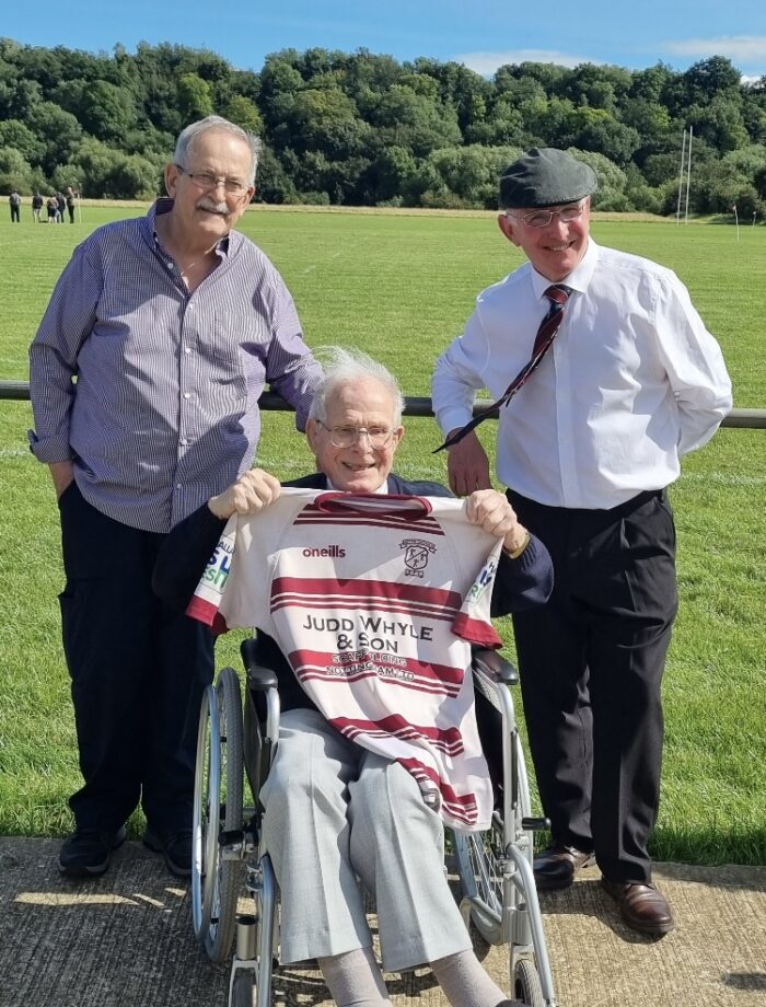 Beeston Rise resident Harry proudly holds a Nottingham Casuals rugby shirt during a visit to his former rugby club.