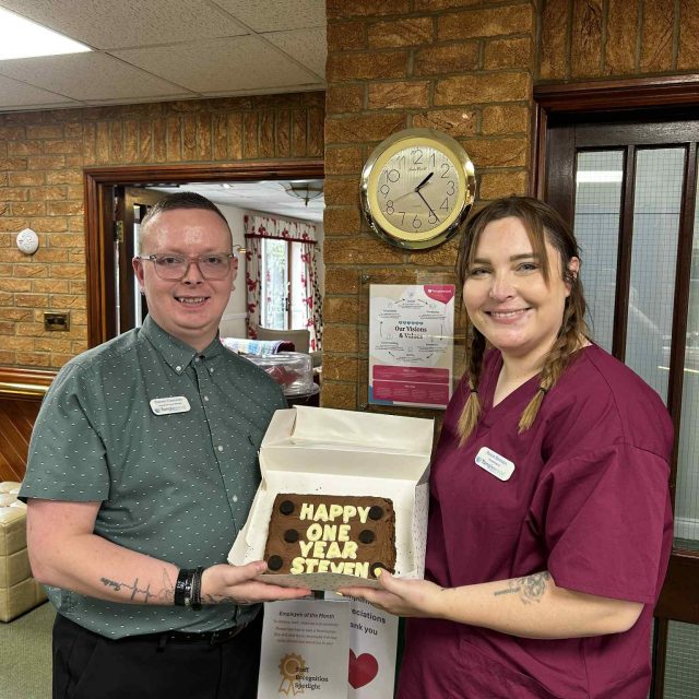 Steven celebrates 1 year at Sandpiper Care Home