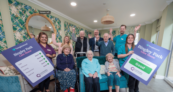 Bingley Park Care Home team celebrating ‘Good’ CQC rating at care home in Bingley, Bradford