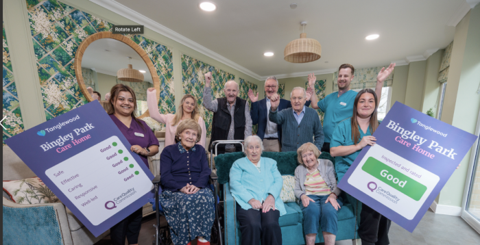 Residents and staff celebrating at Bingley Park Care Home, a dementia and residential care home in Bingley, West Yorkshire